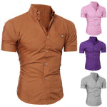 Solid Color Button Down Short Sleeve Shirt