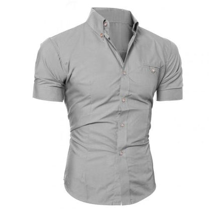 Solid Color Button Down Short Sleeve Shirt