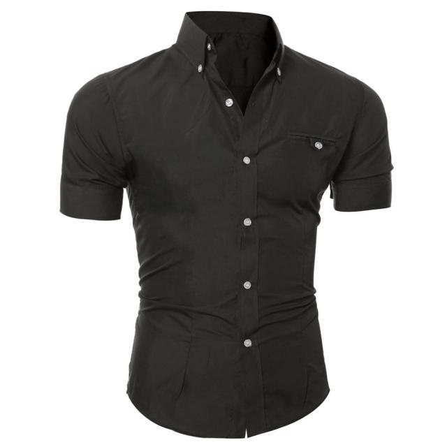 Solid Color Button Down Short Sleeve Shirt