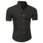 Solid Color Button Down Short Sleeve Shirt