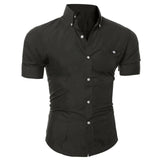 Solid Color Button Down Short Sleeve Shirt
