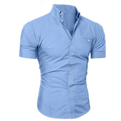 Solid Color Button Down Short Sleeve Shirt