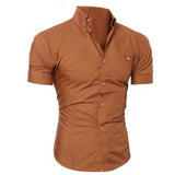 Solid Color Button Down Short Sleeve Shirt