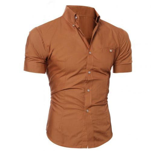 Solid Color Button Down Short Sleeve Shirt