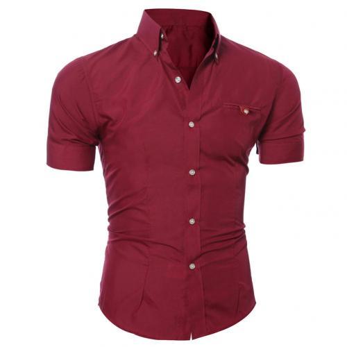 Solid Color Button Down Short Sleeve Shirt