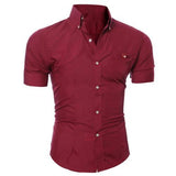 Solid Color Button Down Short Sleeve Shirt