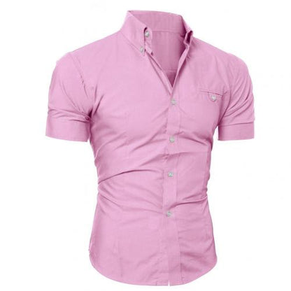 Solid Color Button Down Short Sleeve Shirt