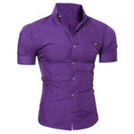 Solid Color Button Down Short Sleeve Shirt