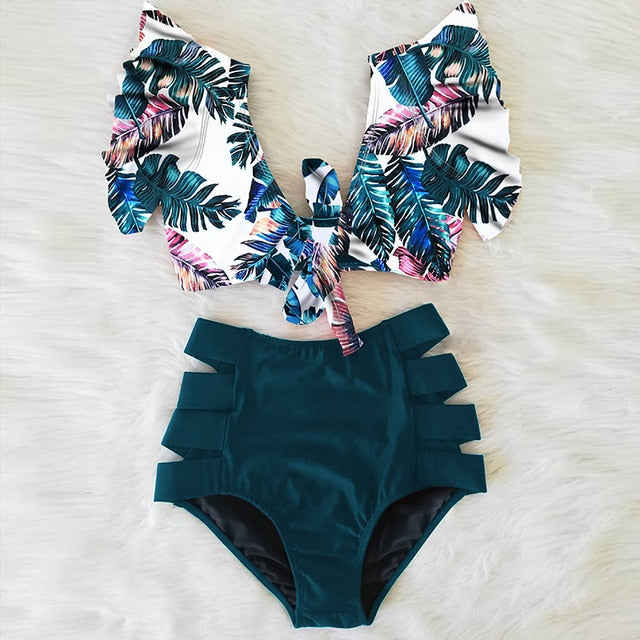 High Waist Women's Ruffle Bikini Swimwear
