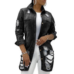Solid Fashion Turn-Down Collar Jean Jacket