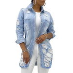Solid Fashion Turn-Down Collar Jean Jacket