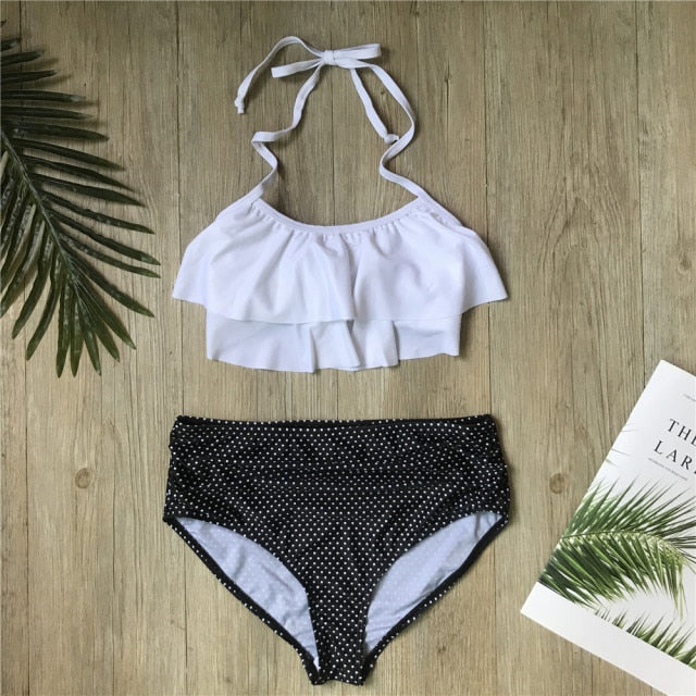 Two-Piece Halter Top Swim Suit