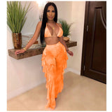 Multicolor Transparent Mesh Design Bikini Pants Set