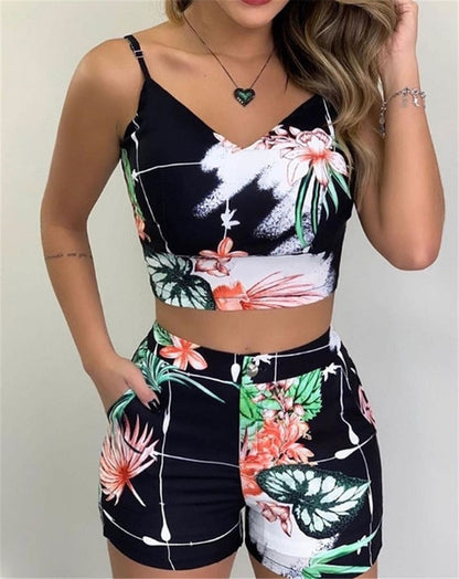 Fashion Floral 2 Piece Short Set