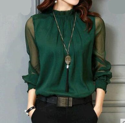 Elegant Solid Color Casual Blouse