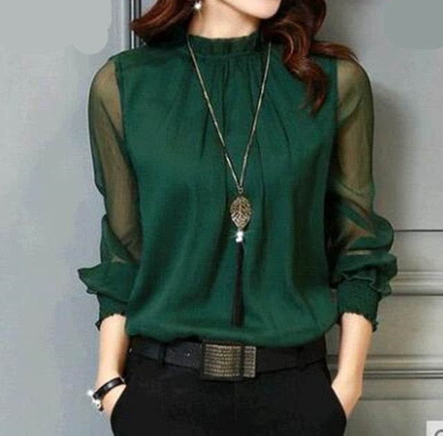 Elegant Solid Color Casual Blouse