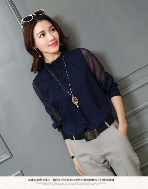 Elegant Solid Color Casual Blouse