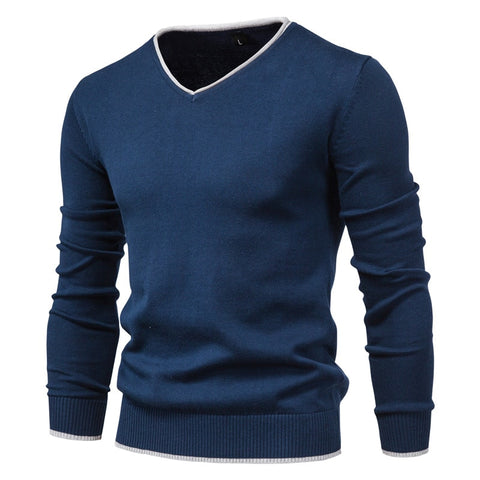 V-Neck Solid Color Sweater