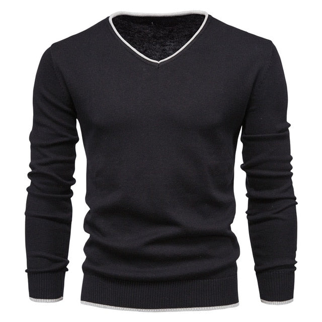 V-Neck Solid Color Sweater