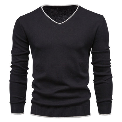 V-Neck Solid Color Sweater