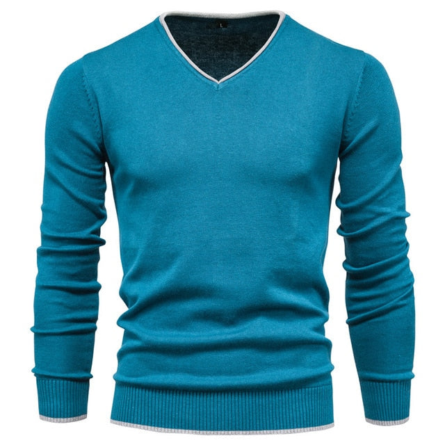 V-Neck Solid Color Sweater