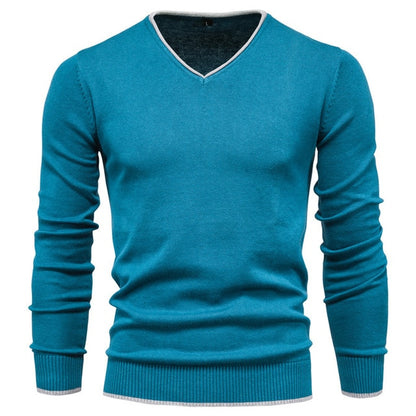 V-Neck Solid Color Sweater