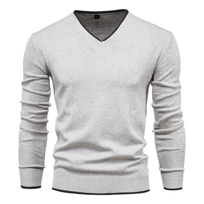 V-Neck Solid Color Sweater