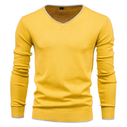V-Neck Solid Color Sweater