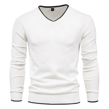V-Neck Solid Color Sweater