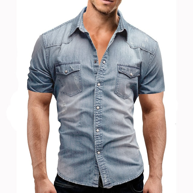 Denim Short Sleeve Cotton Shirt