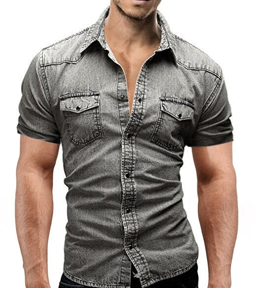 Denim Short Sleeve Cotton Shirt