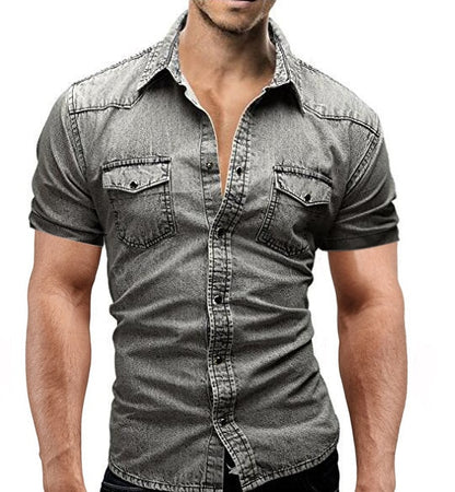 Denim Short Sleeve Cotton Shirt
