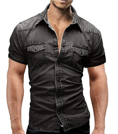 Denim Short Sleeve Cotton Shirt