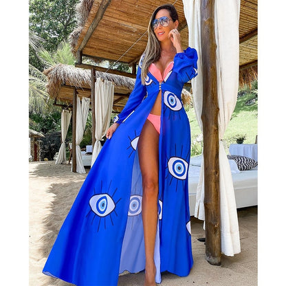 Leaf Print Bikini Beach Cover Up