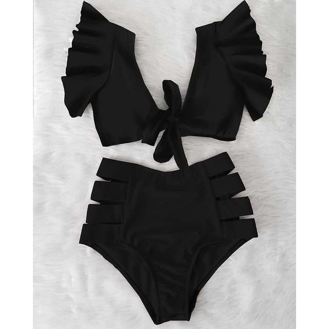 High Waist Women's Ruffle Bikini Swimwear
