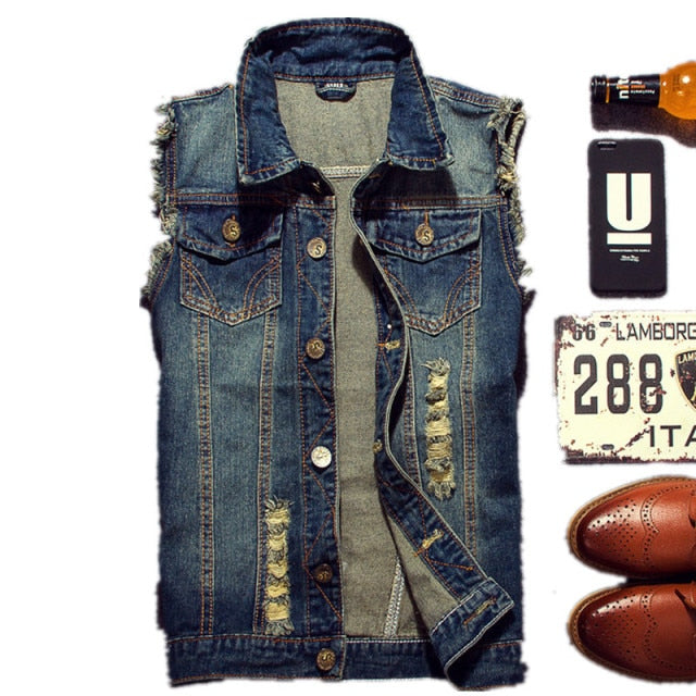 Ripped Jean Jacket Vest