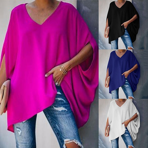 V-Neck Oversized Casual Long Sleeve