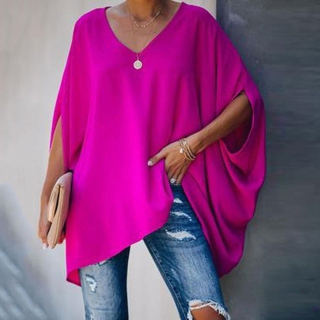V-Neck Oversized Casual Long Sleeve