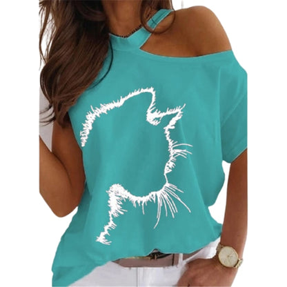 Off The Shoulder Faith Print T-Shirt