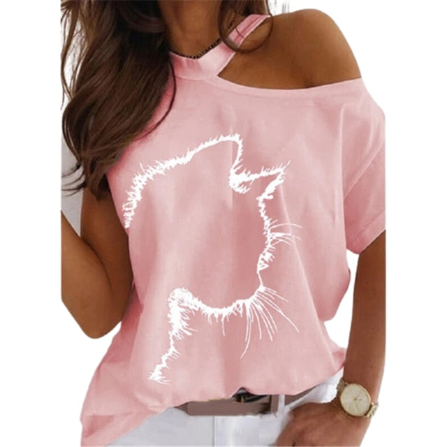 Off The Shoulder Faith Print T-Shirt