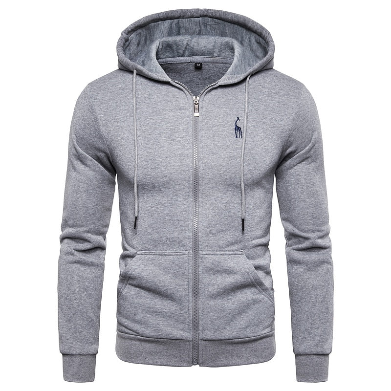 Sweatshirts Solid Hoody Fleece Thick Hoodies Men Sportswear Zipper Sweatshirts Men