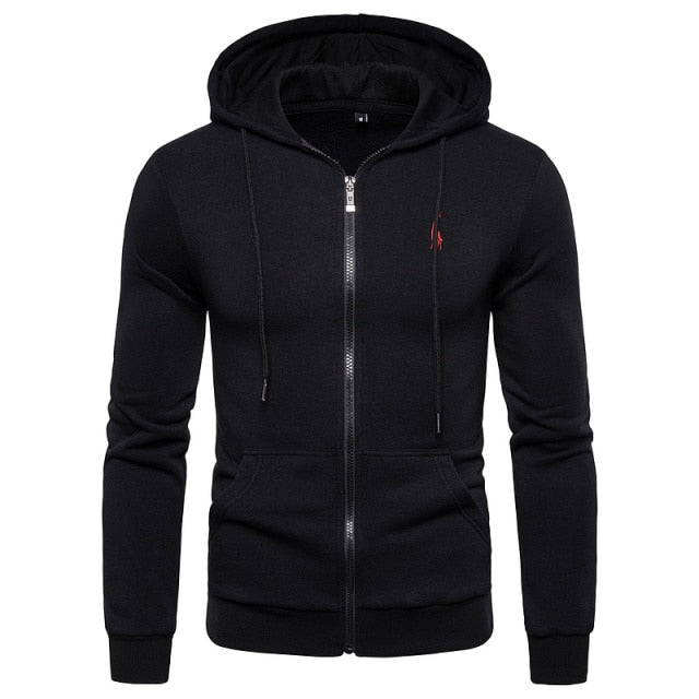 Sweatshirts Solid Hoody Fleece Thick Hoodies Men Sportswear Zipper Sweatshirts Men