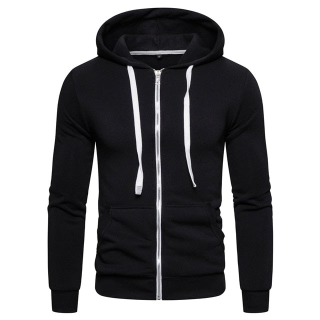 Sweatshirts Solid Hoody Fleece Thick Hoodies Men Sportswear Zipper Sweatshirts Men