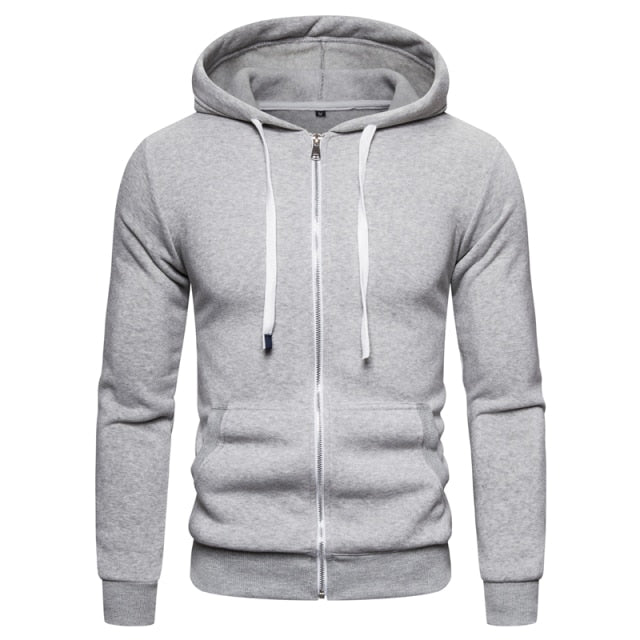 Sweatshirts Solid Hoody Fleece Thick Hoodies Men Sportswear Zipper Sweatshirts Men