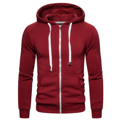 Sweatshirts Solid Hoody Fleece Thick Hoodies Men Sportswear Zipper Sweatshirts Men