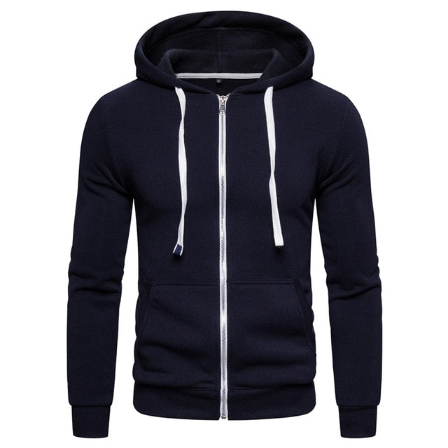 Sweatshirts Solid Hoody Fleece Thick Hoodies Men Sportswear Zipper Sweatshirts Men