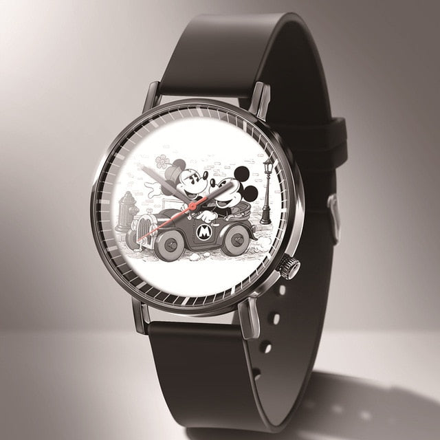 Leather Mickey Quartz Watch