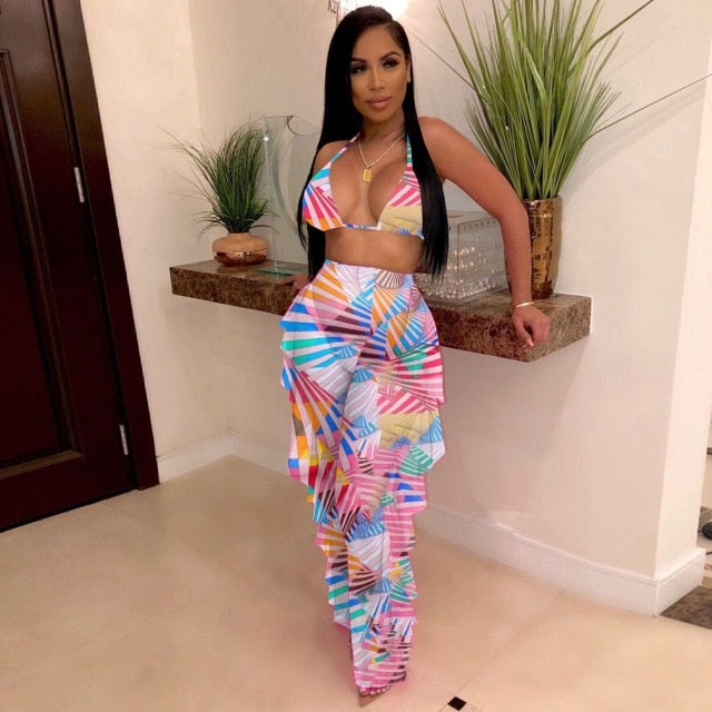 Multicolor Transparent Mesh Design Bikini Pants Set