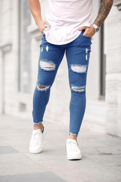 Ripped Embroidery Badge Jeans