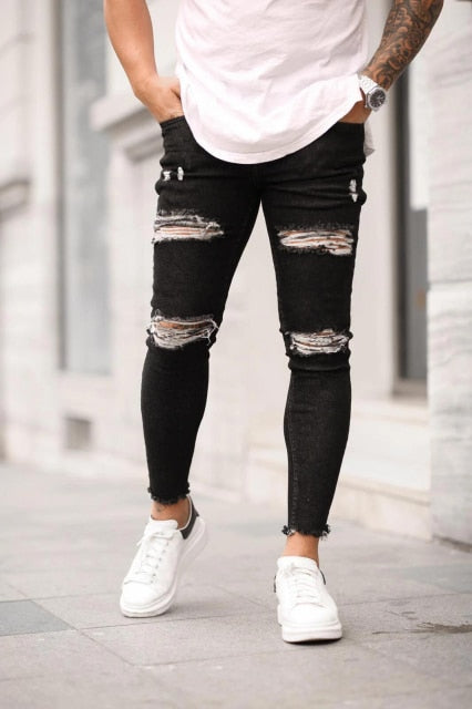 Ripped Embroidery Badge Jeans